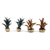 FOUR PAINTED IRON ALOE PLANTS<