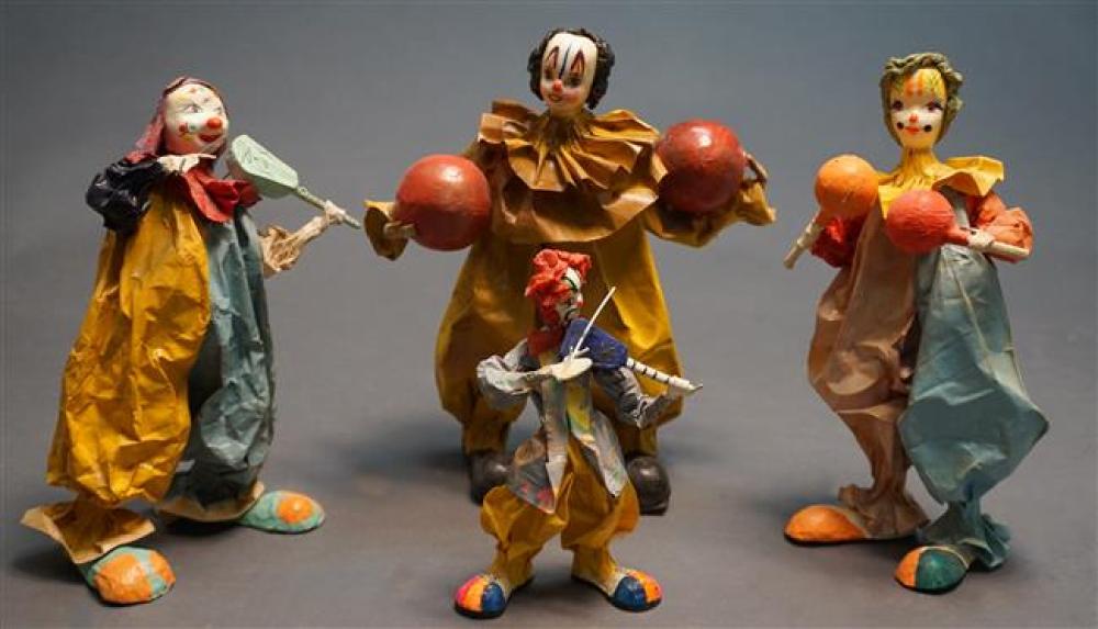 FOUR PAINTED PAPIER MACHE CLOWN