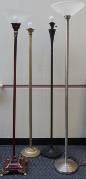 FOUR PAINTED, PATINATED AND BR