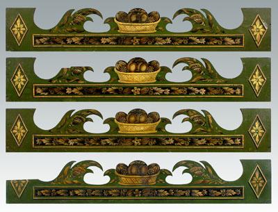 Four painted valances: