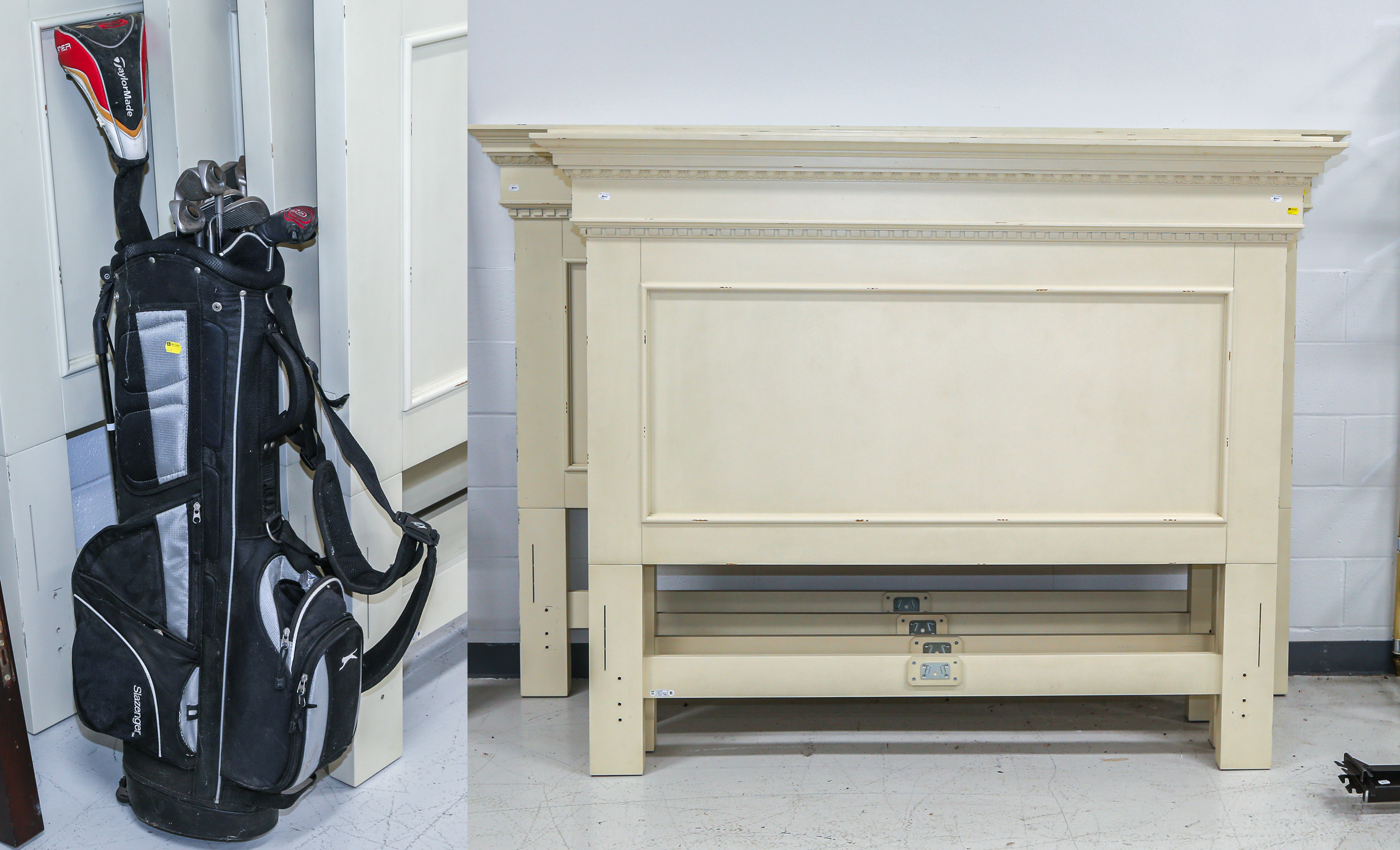 FOUR PAINTED WOOD HEADBOARDS & GOLF