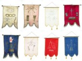 FOUR PAIR OF LODGE BANNERS.  P