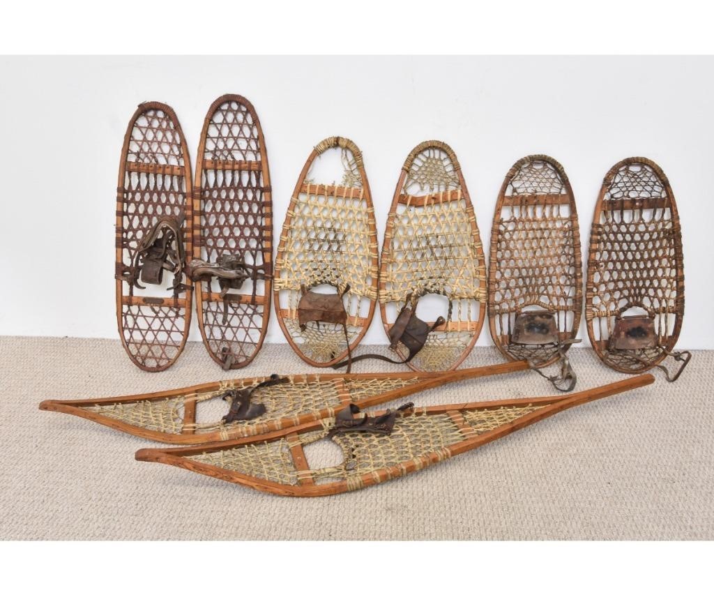 Four pair of vintage snow shoes