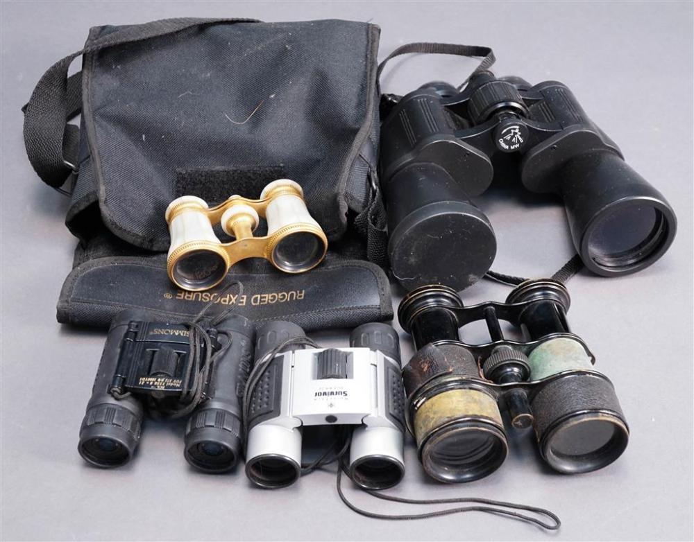 FOUR PAIRS OF BINOCULARS AND