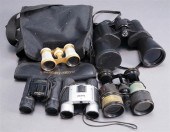 FOUR PAIRS OF BINOCULARS AND L