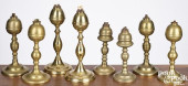 FOUR PAIRS OF BRASS FLUID LAMP