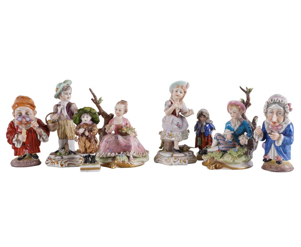 FOUR PAIRS OF CONTINENTAL PORCELAIN