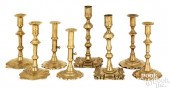 FOUR PAIRS OF ENGLISH BRASS CA