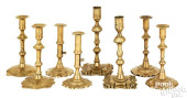 FOUR PAIRS OF ENGLISH BRASS CA