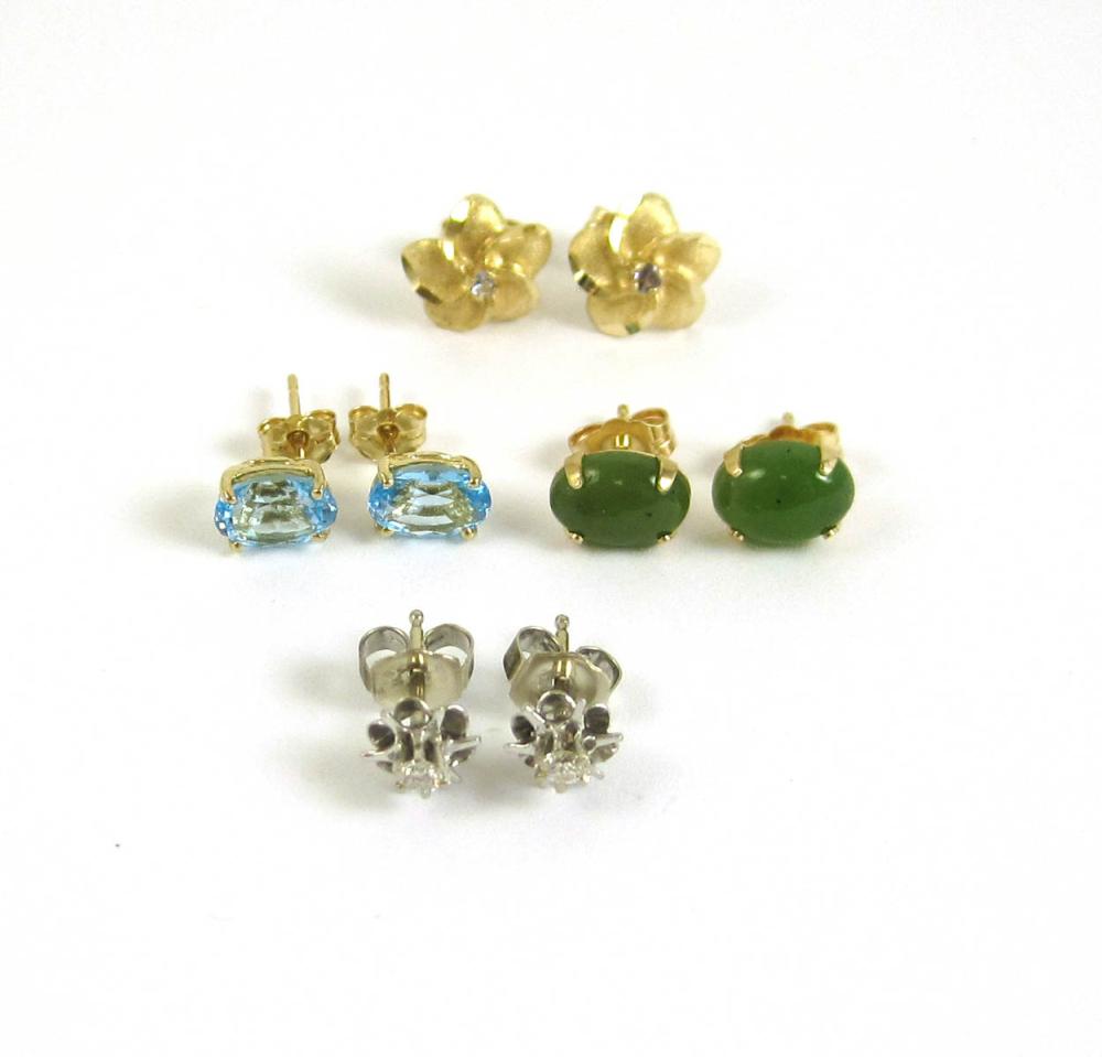 FOUR PAIRS OF FOURTEEN KARAT GOLD