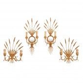 FOUR PAIRS OF GILT METAL WALL
