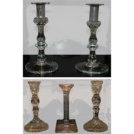 Four Pairs of Glass Candlesticks