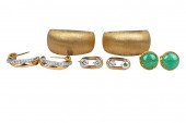 FOUR PAIRS OF GOLD & GEM-SET E