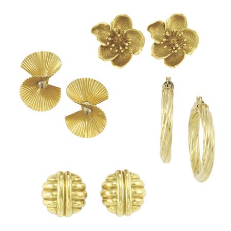 Four Pairs of Gold Earclips 	 