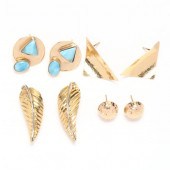 FOUR PAIRS OF GOLD EARRINGS To
