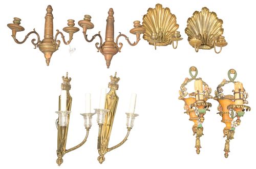 FOUR PAIRS OF WALL SCONCES TO