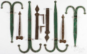 FOUR PAIRS OF WROUGHT IRON HIN