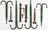 FOUR PAIRS OF WROUGHT IRON HIN