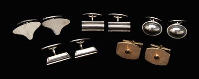 Four pairs sterling cufflinks: