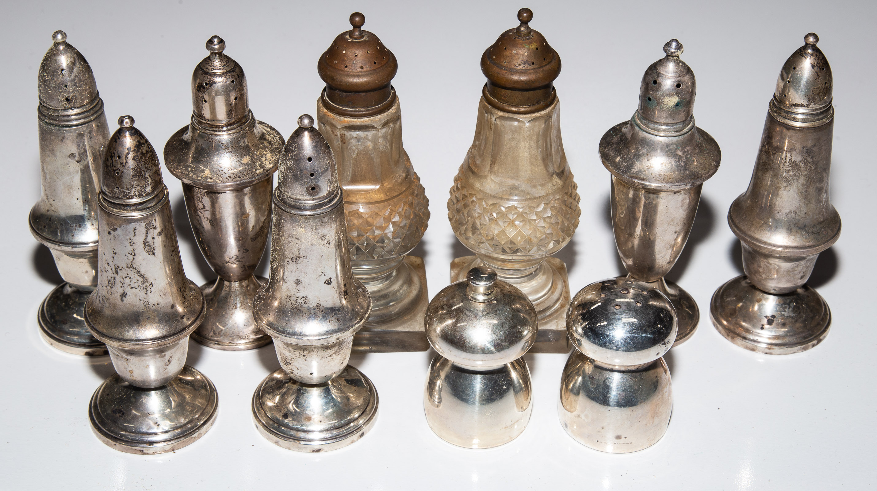 FOUR PAIRS STERLING WEIGHTED SALT &