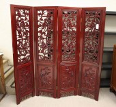 FOUR-PANEL CARVED ROSEWOOD FLO