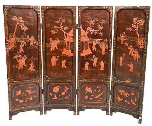 FOUR PANEL CHINESE SCREENFour Panel