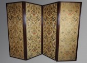 FOUR PANEL MAHOGANY SCREEN WIT