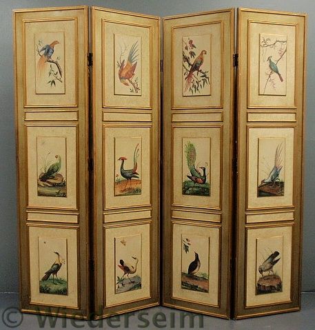 Four-panel room screen each section