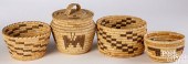 FOUR PAPAGO INDIAN COILED BASK