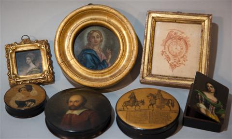 FOUR PAPIER MACHE BOXES including a