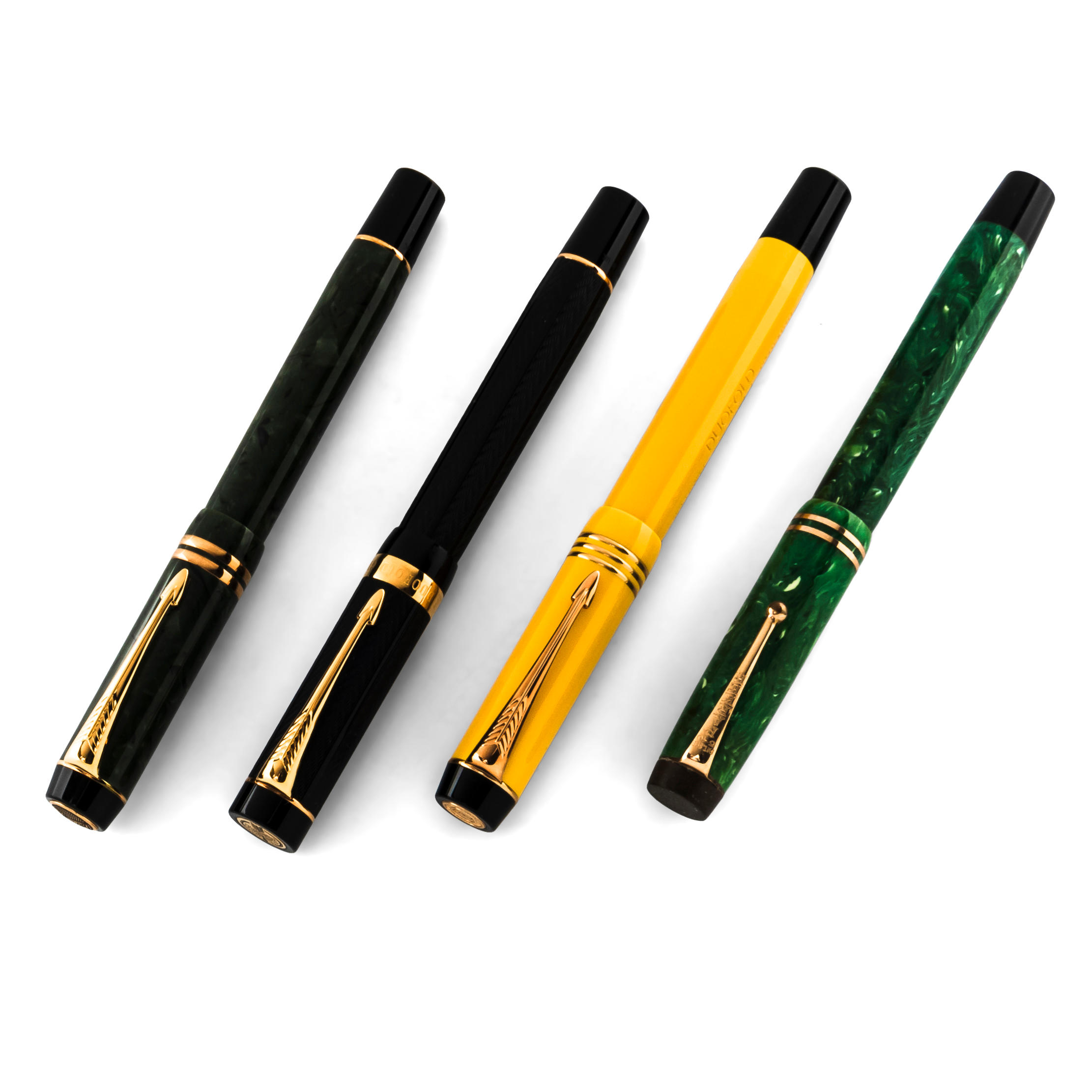 FOUR PARKER DUOFOLD FOUNTAIN PENS A