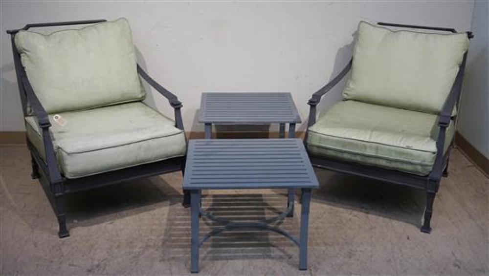 FOUR PATINATED ALUMINUM CHAIRS, A