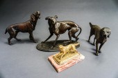 FOUR PATINATED BRONZE AND META