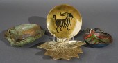 FOUR PATINATED METAL AND ENAME