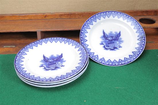FOUR PATRIOTIC TRANSFERWARE PLATES.