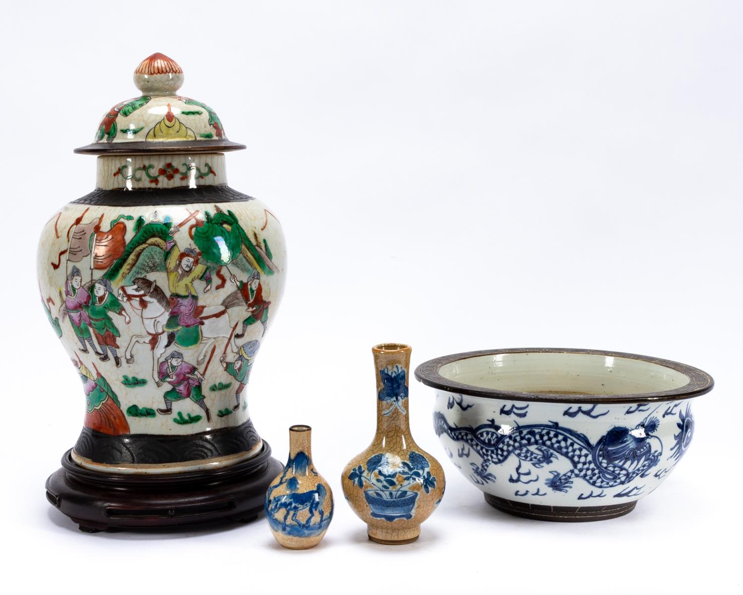 FOUR PCS, CHINESE MAINLY CRACKLE