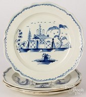 FOUR PEARLWARE PLATES, 19TH C.