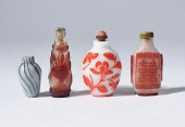 FOUR PEKING GLASS SNUFF BOTTLE