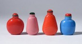 FOUR PEKING LARGE GLASS SNUFF