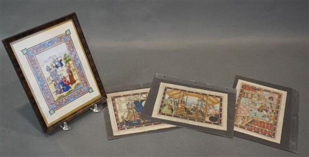 FOUR PERSIAN ILLUMINATED MANUSCRIPT