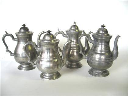 Four pewter coffeepots    a.