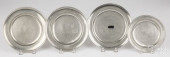FOUR PEWTER PLATES, THOMAD BOA