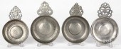 FOUR PEWTER PORRINGERS, 19TH C