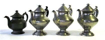 Four  pewter teapots    freeman