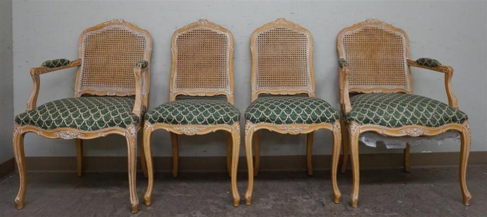FOUR PICKLED FRUITWOOD CANE BACK