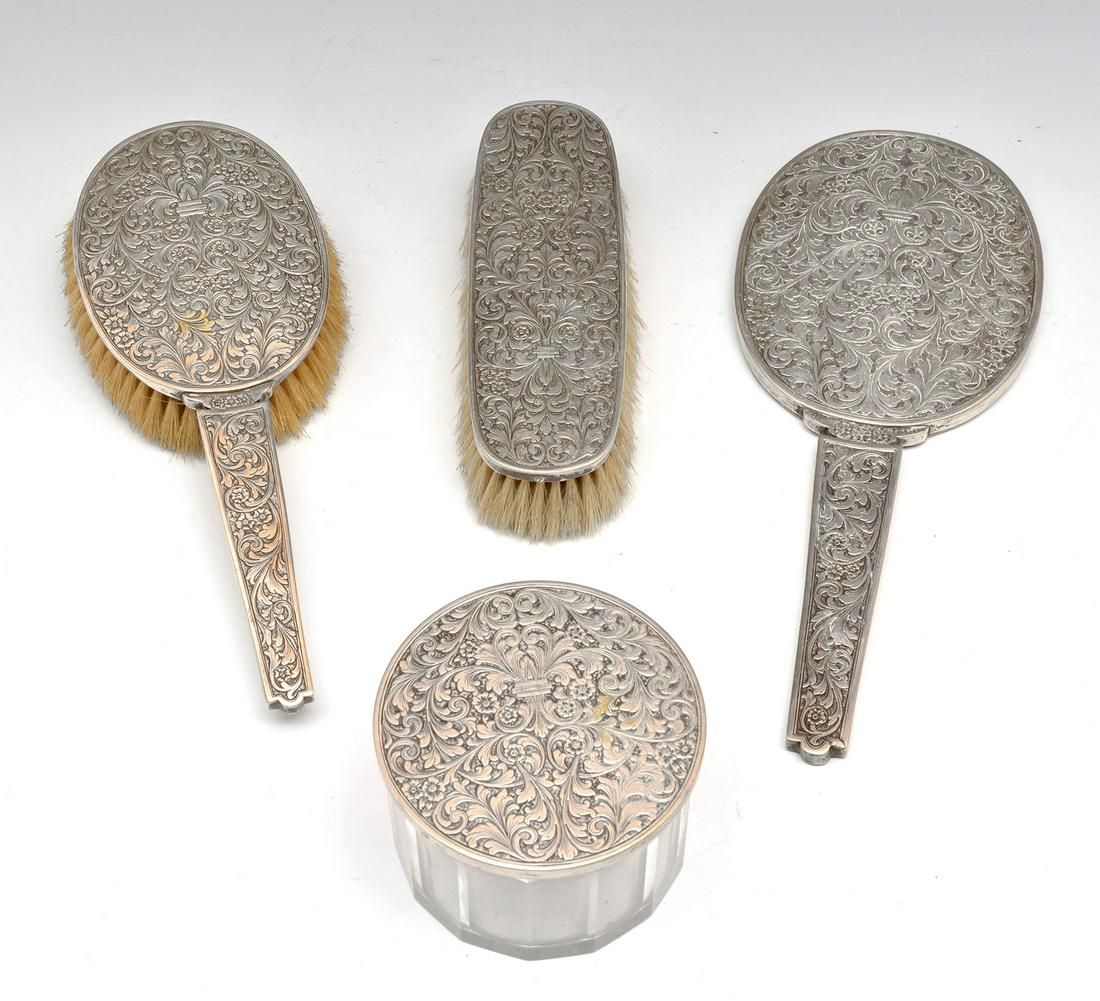 FOUR PIECE 800 SILVER VANITY
