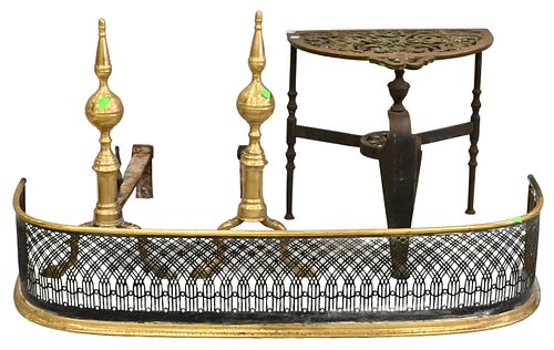 FOUR PIECE BRASS FIREPLACE