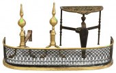 FOUR PIECE BRASS FIREPLACE GRO