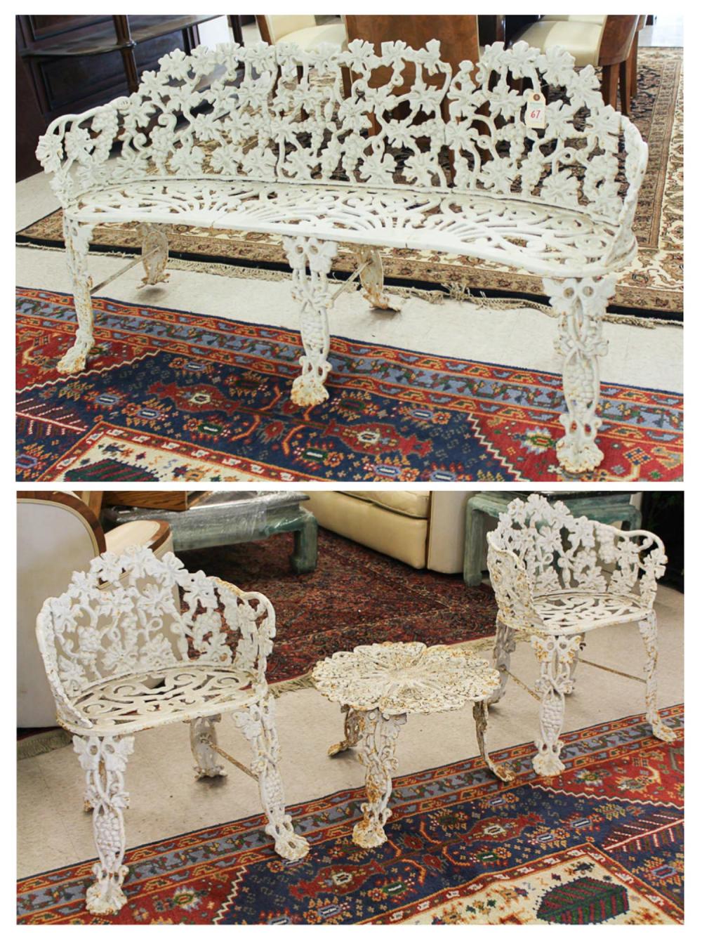 FOUR-PIECE CAST IRON GARDEN SEATING