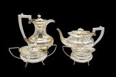 FOUR PIECE EGYPTIAN SILVER TEA